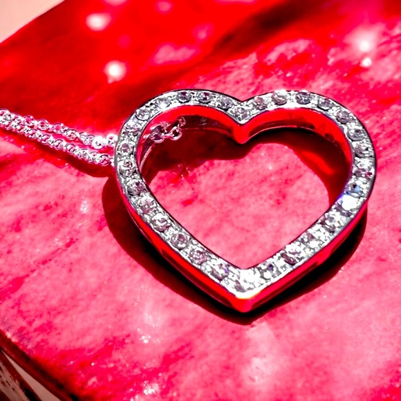 Vintage Cubic zirconia, heart charm, heart pendant Silver 925 - Picture 3 of 16